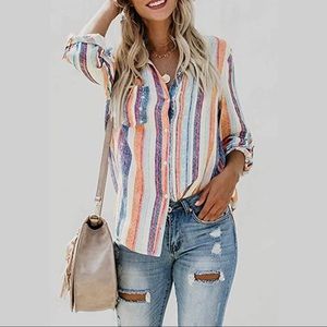 Women’s Striped Button Up Top